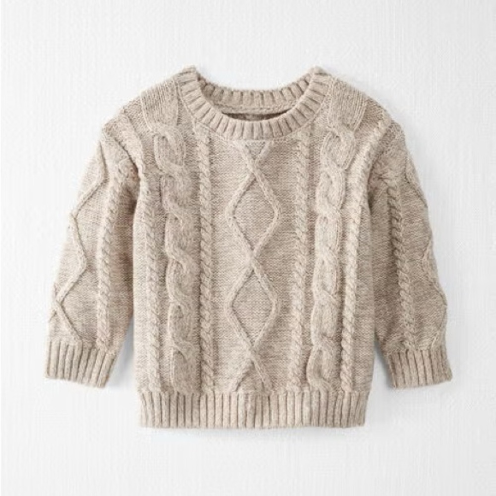Little Planet- Baby Organic Cotton Cable Knit Sweater in Toasted Wheat, 24M